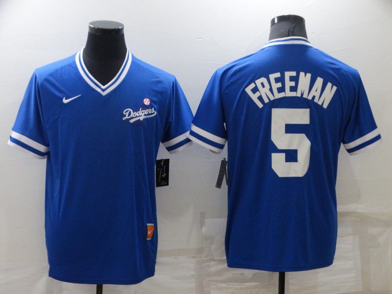 Men Los Angeles Dodgers #5 Freddie Freeman Blue Throwback Nike Game 2022 MLB Jersey->los angeles dodgers->MLB Jersey